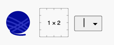 Иконки выбранной пряжи, плотности и типа петли
