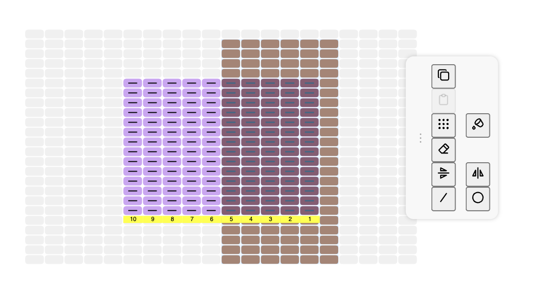 Панель действий с выделенными петлями