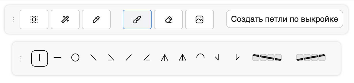 Палитра типов петель при инструменте Кисть